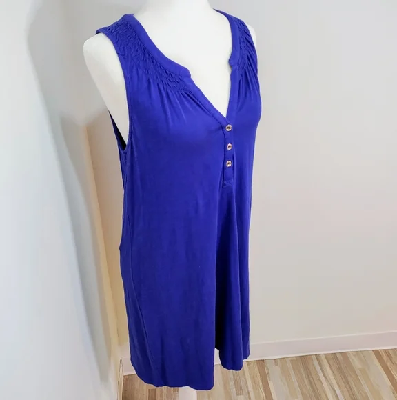 Lilly Pulitzer Esse Royal Blue Sleeveless Midi Shift Dress w/ Button Detail in M - Picture 3 of 10